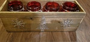 Rustic Wooden Christmas Decor Box & Jars
